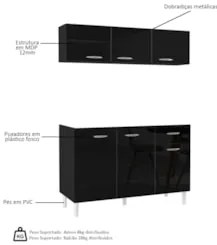 Armário Aéreo com Balcão Gabinete de Pia 120cm sem Tampo Classic Z46 P