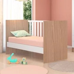 Berço Mini Cama Certificado pelo Inmetro Doce Sonho Carvalho/Branco -