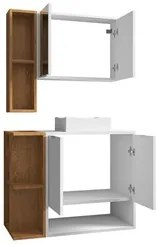 Gabinete de Banheiro com Cuba e Espelheira Lizzi B02 Branco/Naturalle