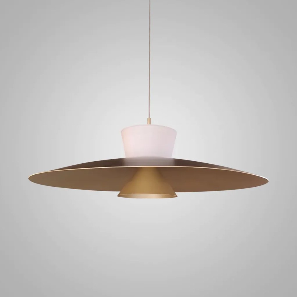 Pendente Rebatedor E Pontual Ø50X30Cm Disco Curvo Alumínio 01Xled 9W 2... (CHAMPANHE, 110v)