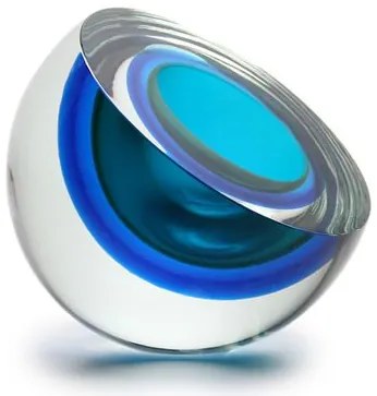 Centro Gota Bicolor Diagonal Verde com Água-marinha Murano Cristais Cadoro