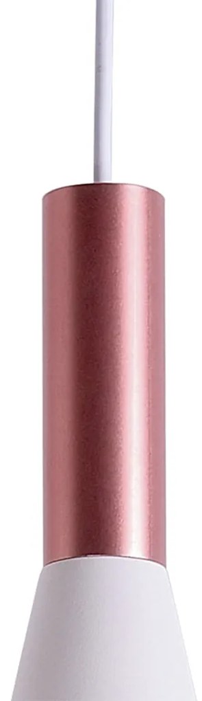 Pendente Pituco Ø09X26Cm 1Xmr16 Metal Branco E Rose Gold | Bella Ilumi...