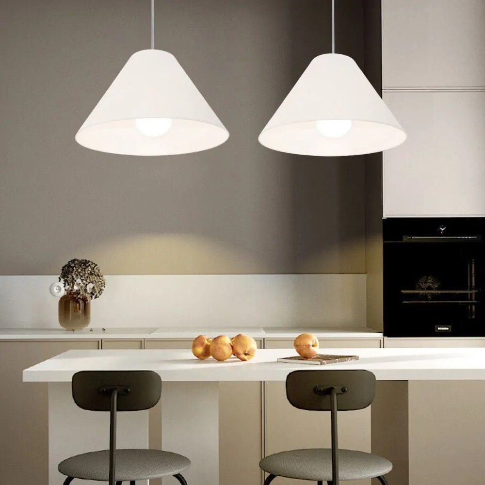 Pendente Cone Branco MJ-4078 Para Mesa de Jantar e Estar