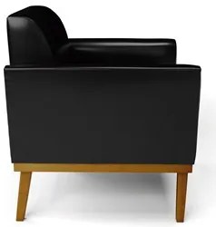 Poltrona Base Madeira Castanho Kit 2 Maressa Sintético PU Preto - Ibiz