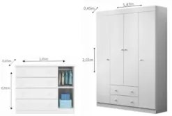 Jogo de Quarto Infantil Guarda Roupa e Cômoda Ellie Z39 Branco - Mpoze