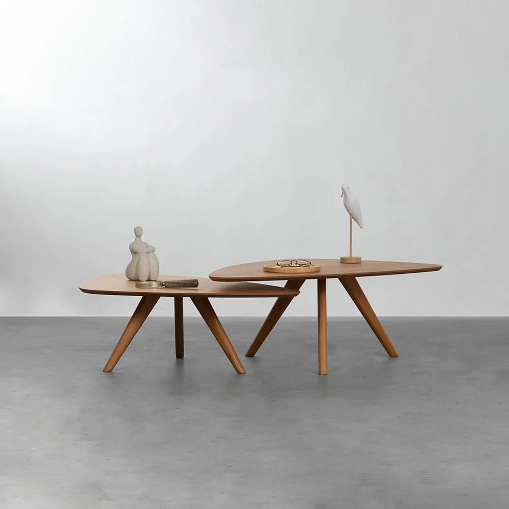 Conjunto com 2 Mesas de Centro Orgânicas Orla Cinamomo - Conjunto com 2 Mesas de Centro Orgânicas Orla - Cinamomo