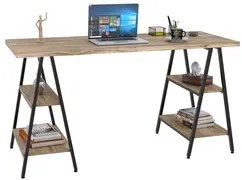 Mesa Escrivaninha Cavalete 150cm Estilo Industrial Prisma C08 Carvalho