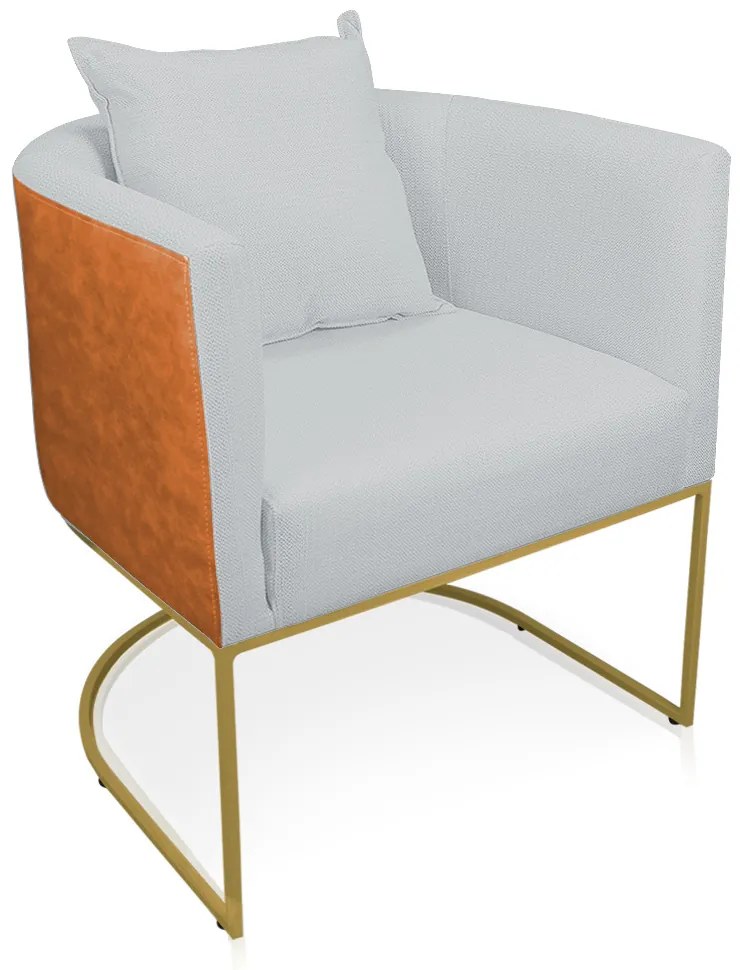 Poltrona Paola Corano Nozes com Linho Base Metálica Dourado D03 - D'Rossi - A05 Cinza Claro