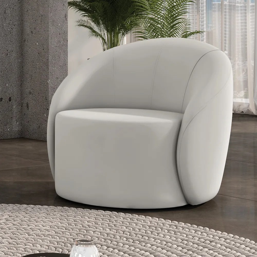 Poltrona Decorativa Orgânica Lua Veludo D03 - D'Rossi - Cinza