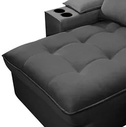 Sofá Retrátil 3 Lugares com Porta Copo 210cm Andes F05 Veludo Grafite