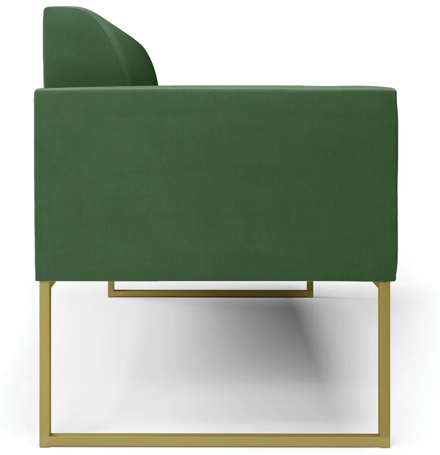 Sofá Namoradeira Base Industrial Dourado Marisa Suede Verde D03 - D'Rossi
