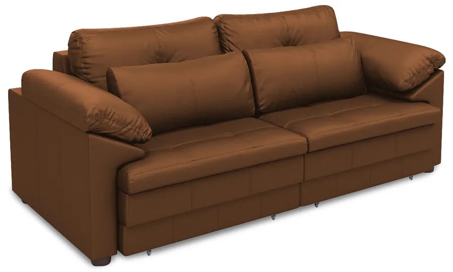 Sofá Retrátil Manual Sala de Estar Nolan Bipartido 250cm Conforto Premium em Couro Caramelo G58 - Gran Belo