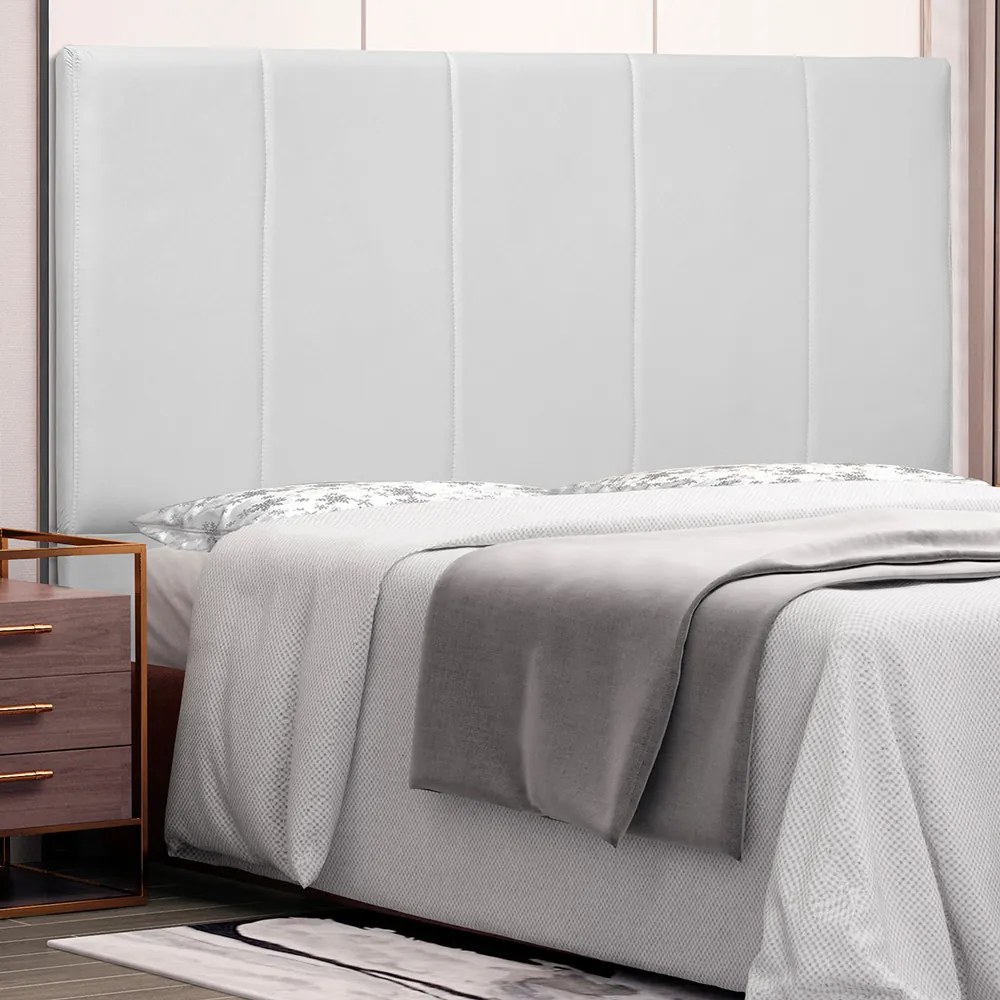 Cabeceira Decorativa Casal 1,40M Erza PU Branco G63 - Gran Belo