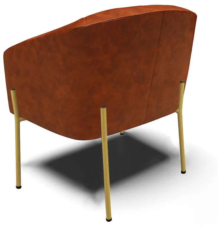 Poltrona Decorativa Pé de Ferro Dourado Stella Sintético PU D03 - D'Rossi - Nozes