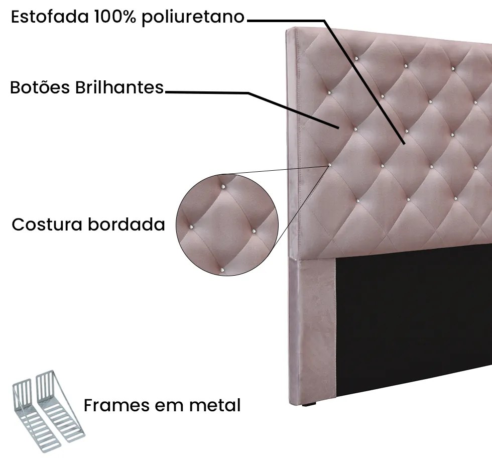 Cabeceira Cama Box King 195 cm Tania Veludo S04 - D'Rossi - Lilás