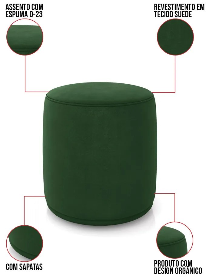 Puff Redondo Orgânico para Sala Malu Suede M11 - D'Rossi - Verde