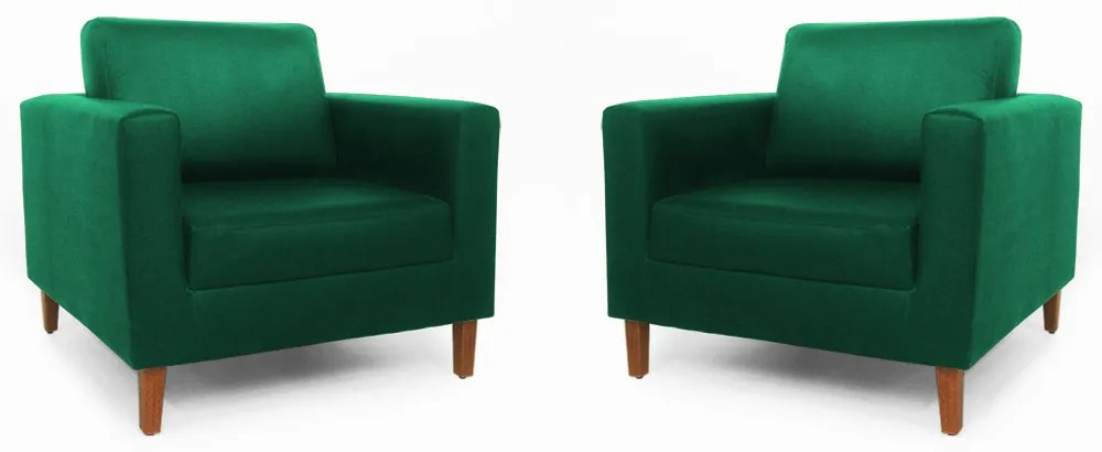 Conjunto 2 Poltrona Decorativa Gabriela Suede Verde Bandeira