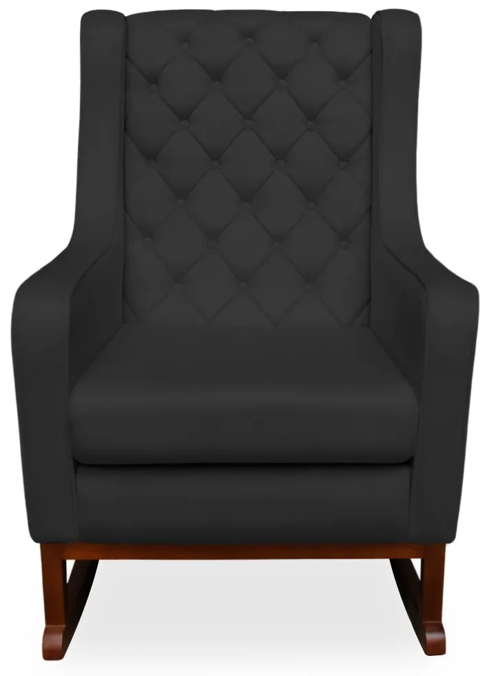 Kit Poltrona Amamentação Balanço Maju com Puff Flor Veludo - Preto