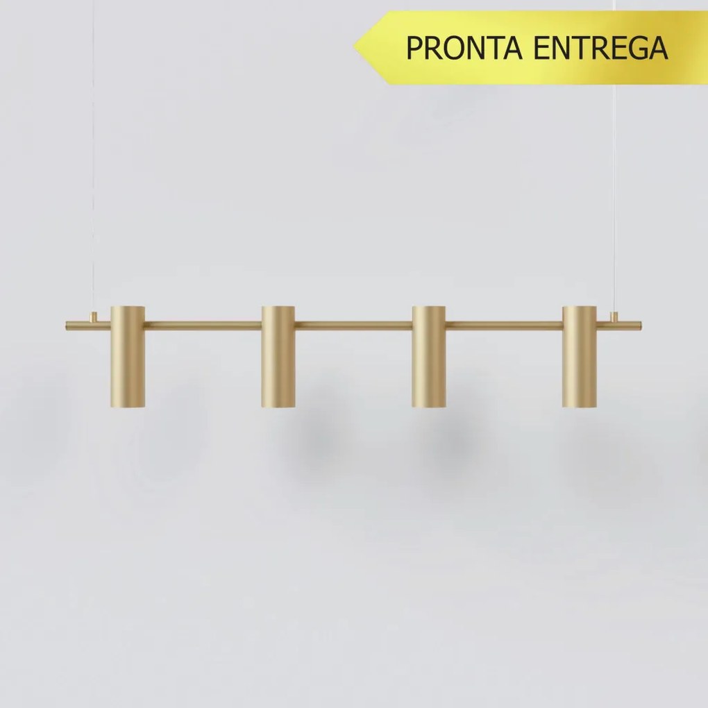 Pendente Tube Transpass Barra Linear Simetrico 5,7X16,7X95Cm Alumínio... (CHAMPANHE)