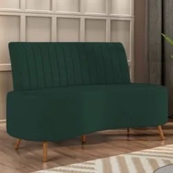 Sofá 2 Lugares para Sala Living 135cm Pés Palito Tamar Z08 Veludo Verd