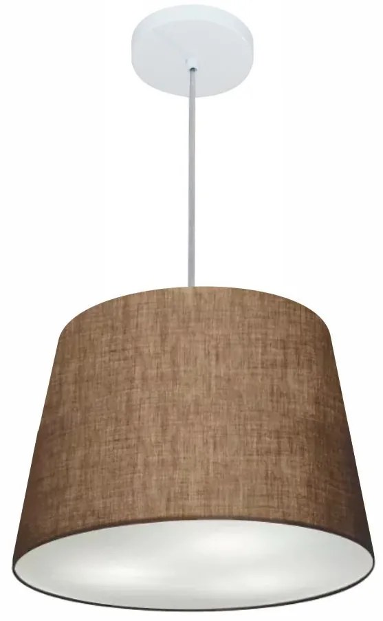 Lustre Pendente Cone Md-4246 Cúpula em Tecido 30/40x30cm Café - Bivolt