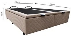 Base Box Baú para Cama Casal Queen 158x198cm Bipartido Liz S05 Suede B