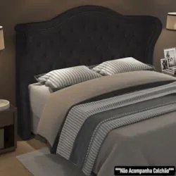 Cabeceira Cama Box Casal King 195cm Antibes Z37 Sintético Preto - Mpoz