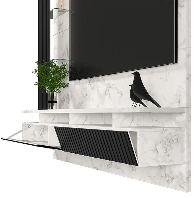 Painel de TV Home Suspenso 180cm Ametista Atenna/Preto - Vizzato - Branco