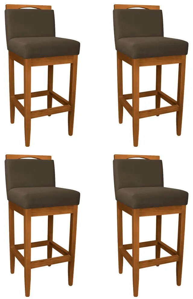 Kit 4 Banquetas Decorativa Elis Veludo Marrom