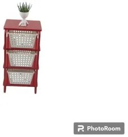 Organizador 3 Cestos Vermelho Cestos Brancos Organizer