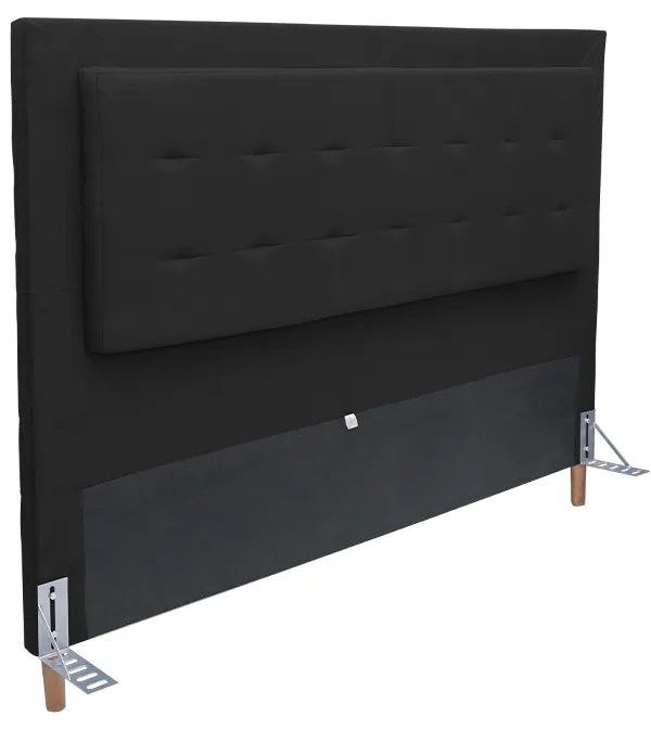 Cabeceira Cama Box Solteiro 90cm Paris Suede Preto - Sheep Estofados - Preto