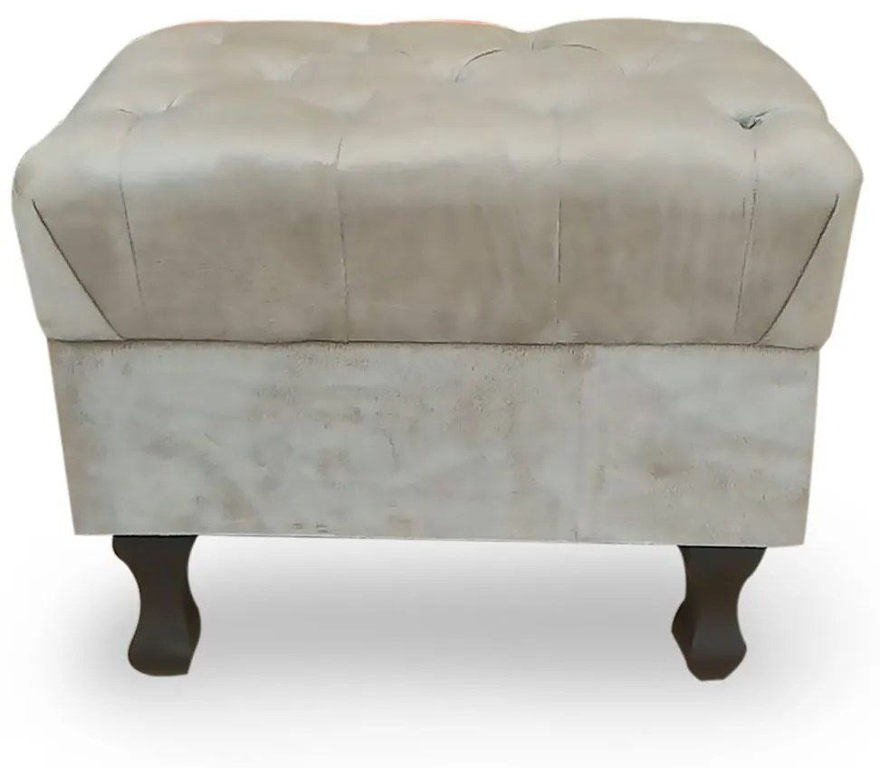 Puff Decorativo Capitonê Luis XV Suede Bege - Sheep Estofados - Bege