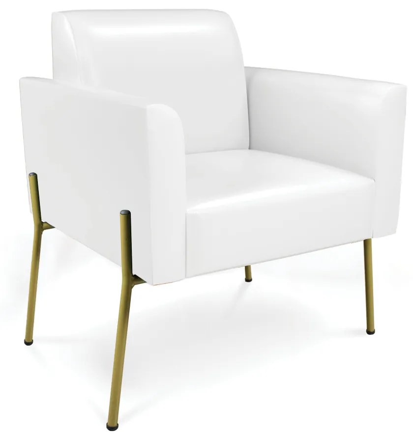 Poltrona Pé de Ferro Dourado para Sala Marisa Corano D03 - D'Rossi - Branco