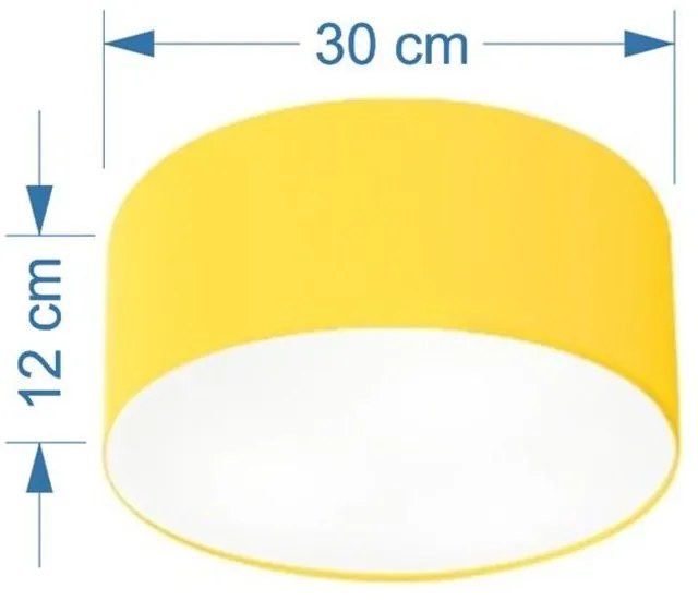 Plafon Cilíndrico Md-3010 Cúpula em Tecido 30x12cm Amarelo - Bivolt