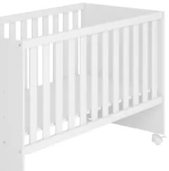 Berço Reto Para Colchão 130x60 Com Rodízios Doce Sonho Branco - Qmovi
