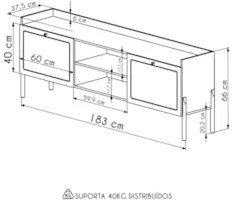 Rack Para Sala Bancada de TV 65 Pol Pés Madeira Arlo A10 A10 Hanover -