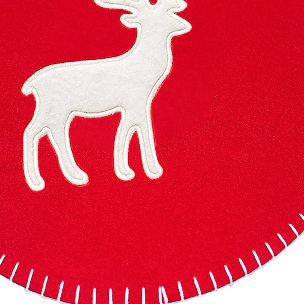 Jogo Americano Redondo de Natal 1 Unidade Tecido 35cm Rena Vermelho F04 - D'Rossi
