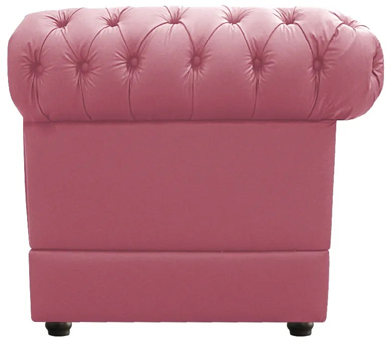 Kit Poltrona e Namoradeira Chesterfield Ana Suede Rosa Bebê - ADJ Decor
