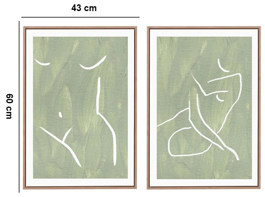 Kit 02 Quadros de Parede Decorativo Canvas Silhueta 60 Cm M02 - D'Rossi