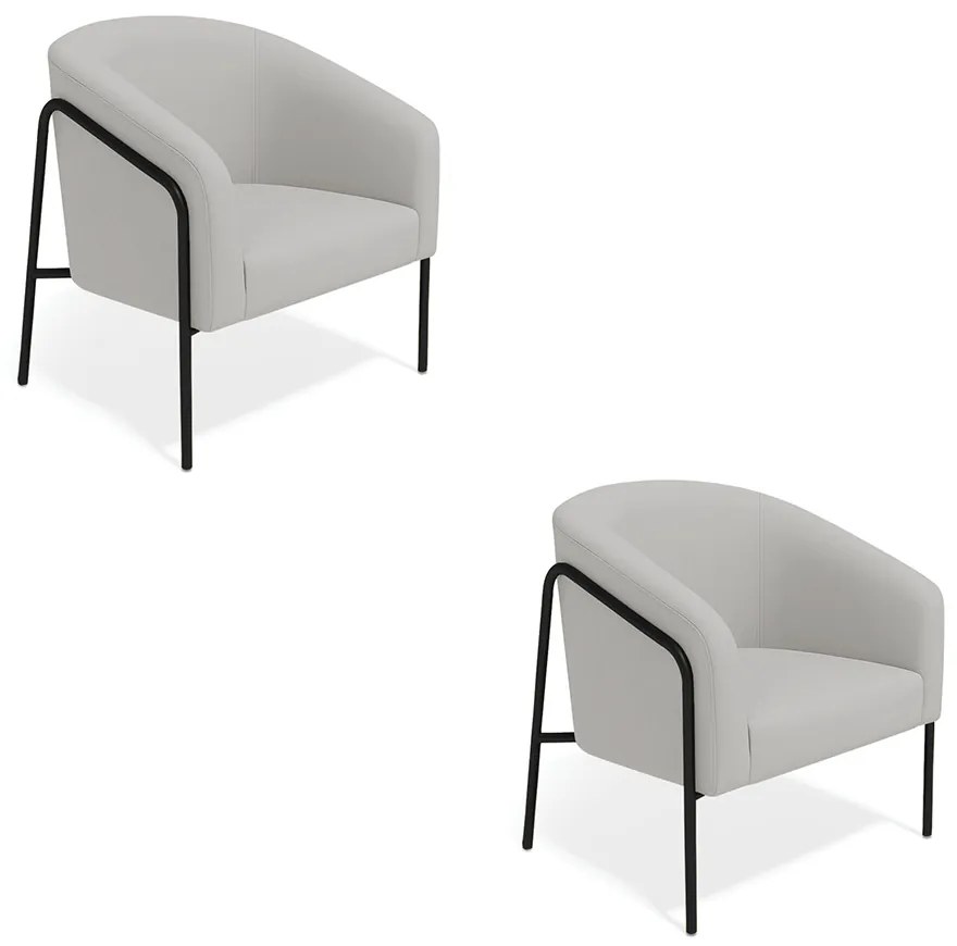Poltrona Sala Industrial Alta Preto Kit 2 Stella Suede D03 - D'Rossi - Cinza