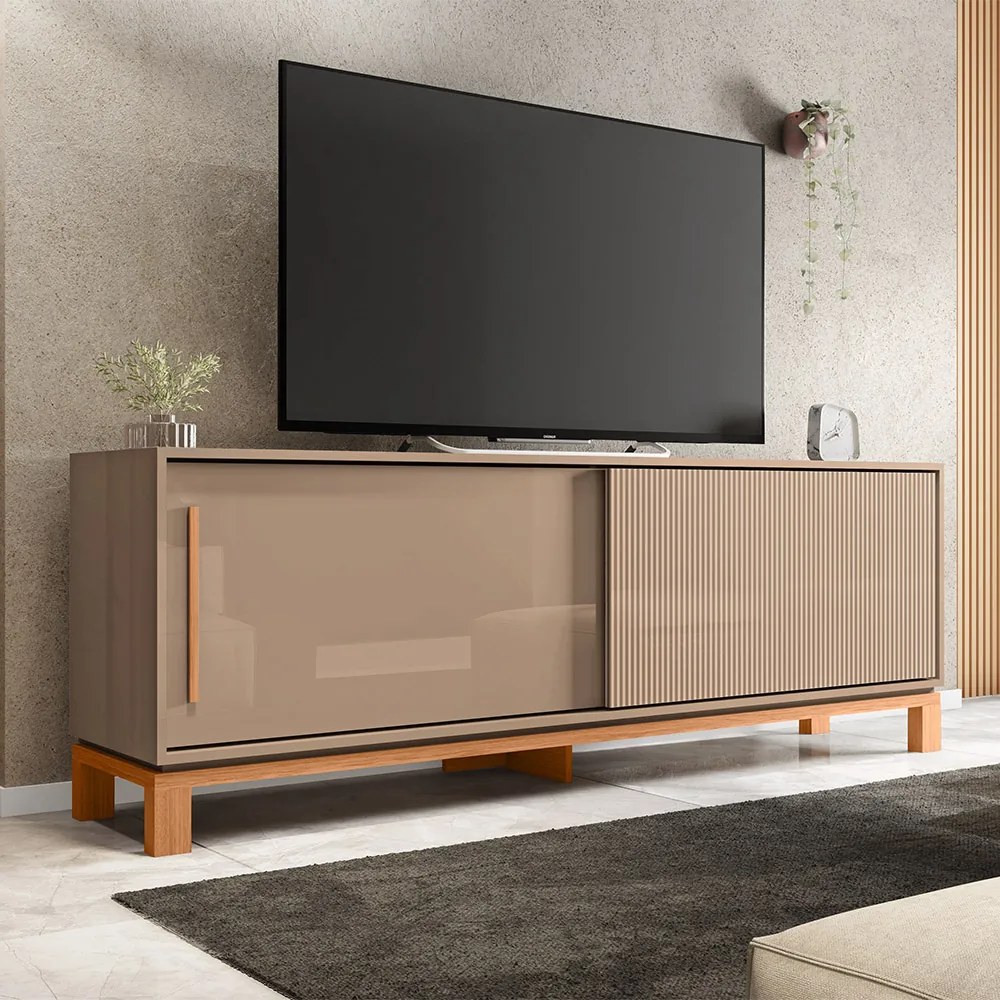 Rack Bancada Tv Para Sala de Estar 180cm Visari Marrom/Freijó C01 - D'Rossi