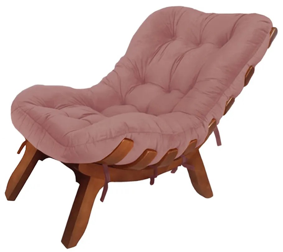 Poltrona Decorativa Costela Veludo Rosê