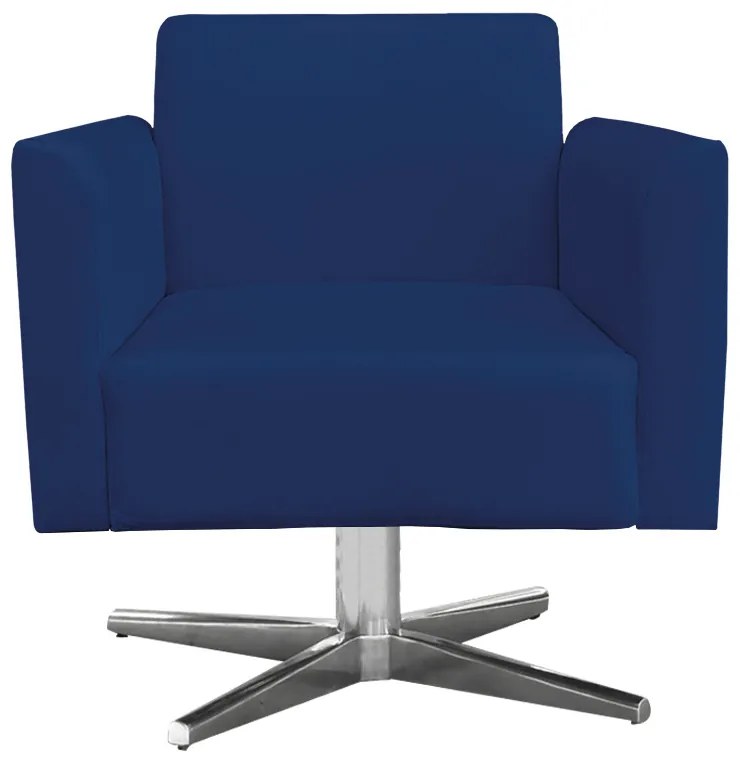 Kit 02 Poltronas Giratória Marisa Suede Base Cromada D03 - D'Rossi - Azul Marinho