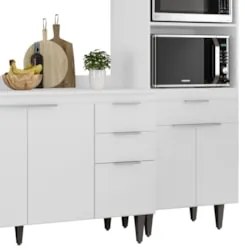 Armário de Cozinha Com Tampo CP02 210cm Pérola Branco Z34 - Mpozen