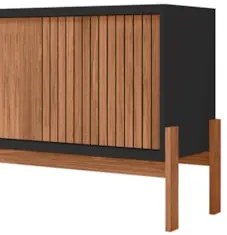 Rack Para Sala Bancada de TV 72 Pol Ripado 184cm Tannen Freijó/Preto -