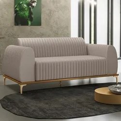 Sofá 180cm 3 Lugares Base Gold Molino D06 Linho C-370 Bege - Mpozenato