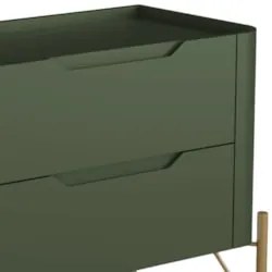 Mesa Cabeceira Quarto 68cm 2 Gavetas Becca Musgo/Dourado I06 - Mpozena
