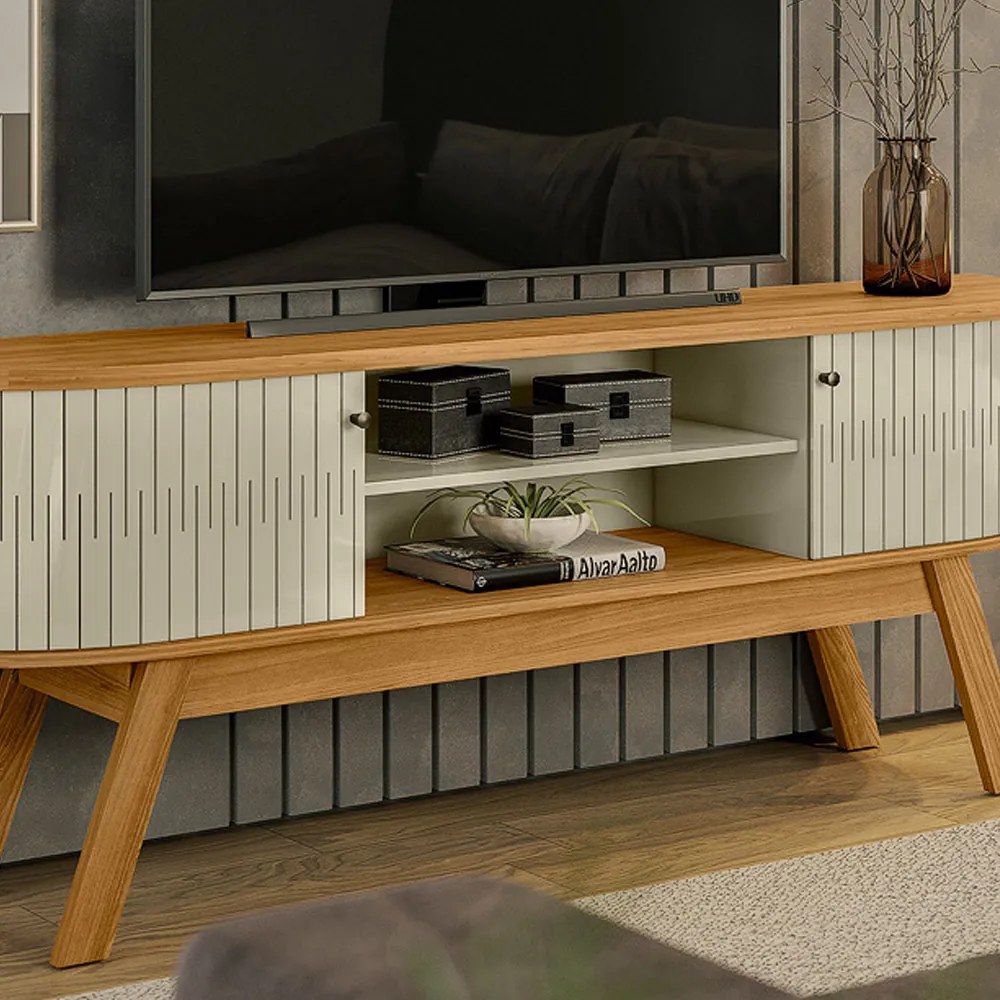 Rack TV 75 Pol 183cm Bancada para Sala Enzari M20 - D'Rossi - Cumaru e Opala