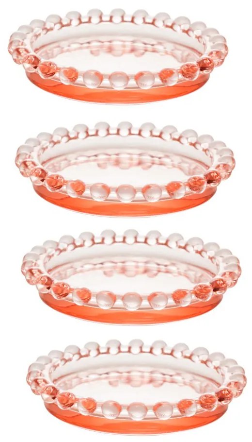 Jogo 4 Pratos Cristal Pearl Rosa 10cm 28444 Wolff