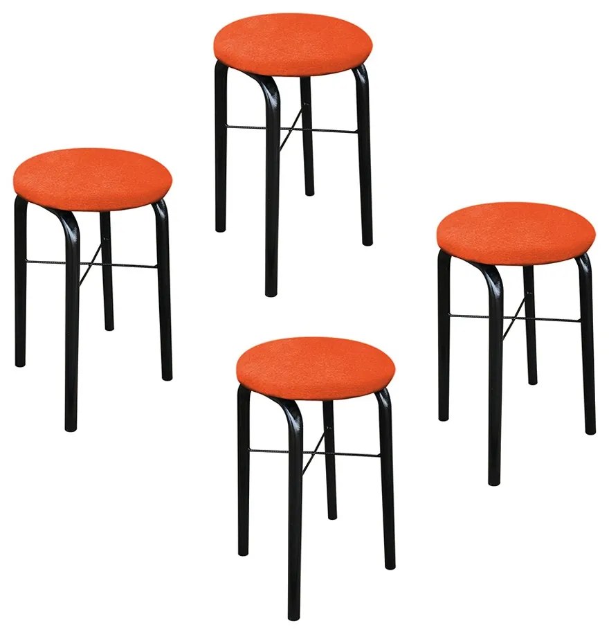 Kit 04 Banquetas Baixa Manu Suede - Laranja